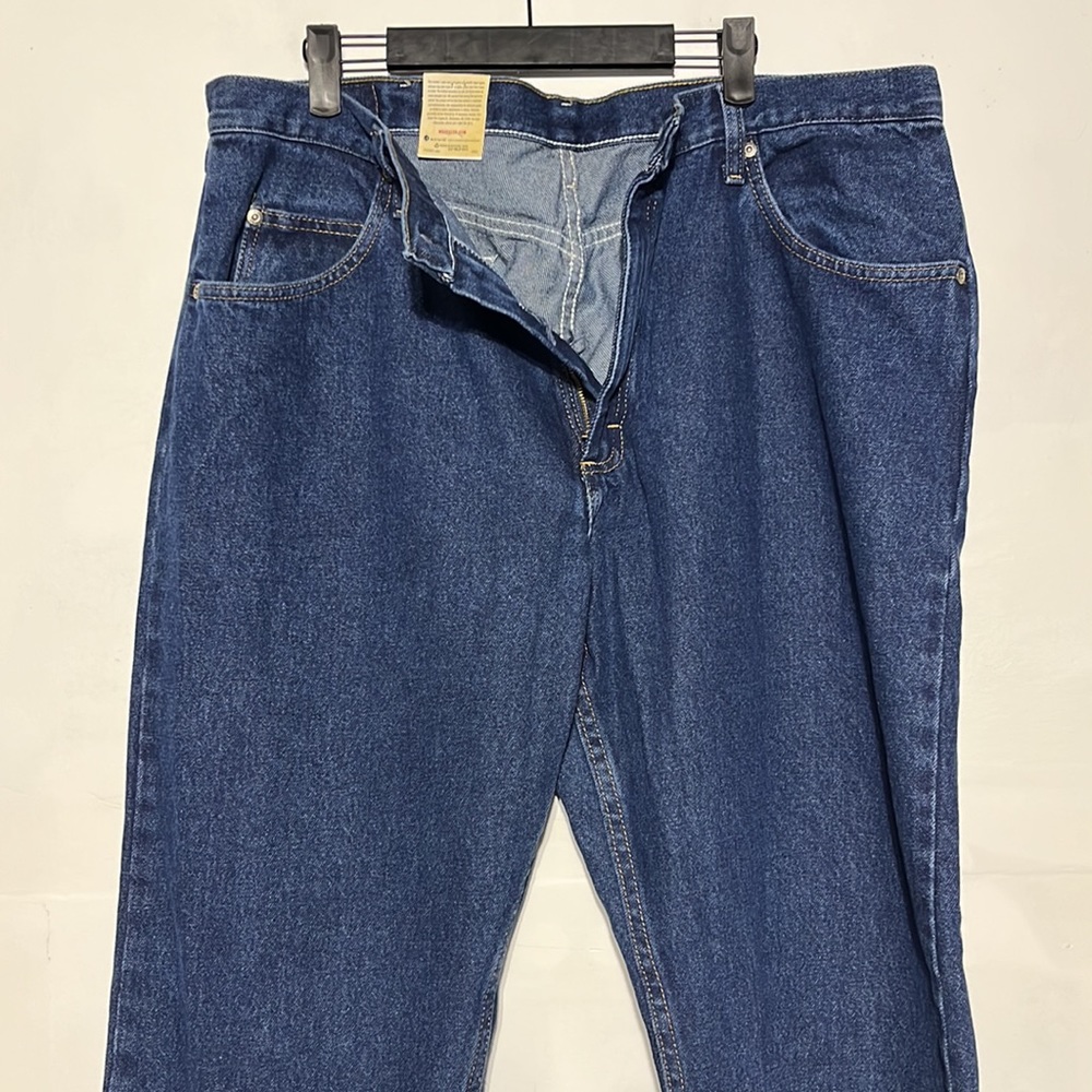 NEW Wrangler Men's Five Star Relaxed Fit Dark Rinse Denim Jeans Size 38 - Picture 6 of 11